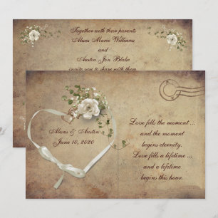 Carte postale Mariage crème