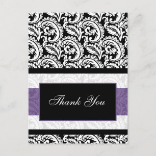 Carte Postale Mariage damassé noire et violette