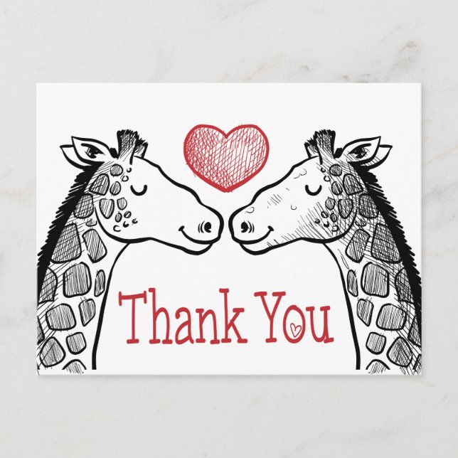 Carte Postale Mariage d'amour de la Giraffe Merci de Bourgogne r (Devant)