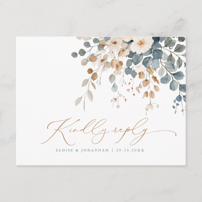 Carte Postale Mariage d'aquarelle florale moelleuse (Devant)