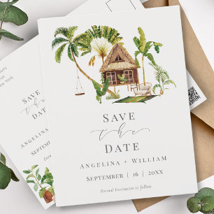 Carte Postale Mariage d'arbre tropical exotique Enregistrer la d