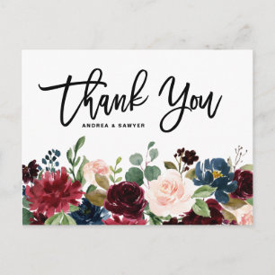 Carte Postale Mariage de automne Rustique Bois foncé Bourgogne