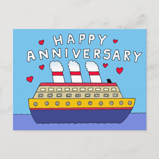 Carte Postale Mariage de bateau de croisière Anniversaire des fé (Devant)