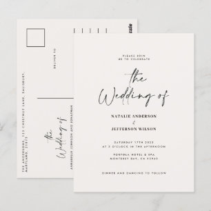 Carte Postale Mariage de budget manuscrit moderne