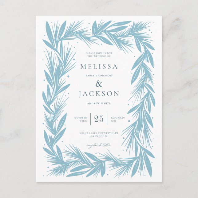 Carte Postale Mariage de cadre de couronne d'hiver moderne (Devant)