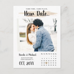 Carte Postale Mariage de calendrier photo élégant repoussé