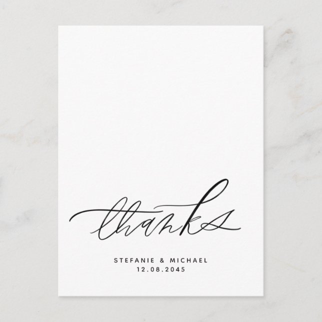 Carte Postale Mariage de calligraphie de pinceau moderne Merci (Devant)