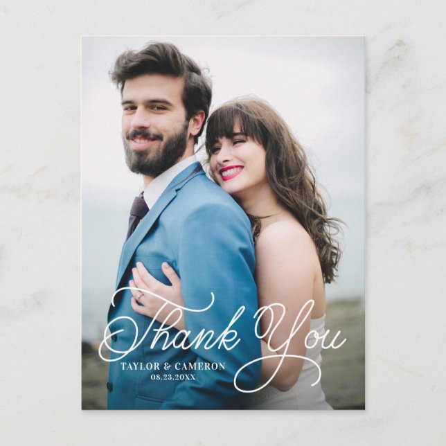 Carte Postale Mariage de calligraphie manuscrite Merci II (Devant)