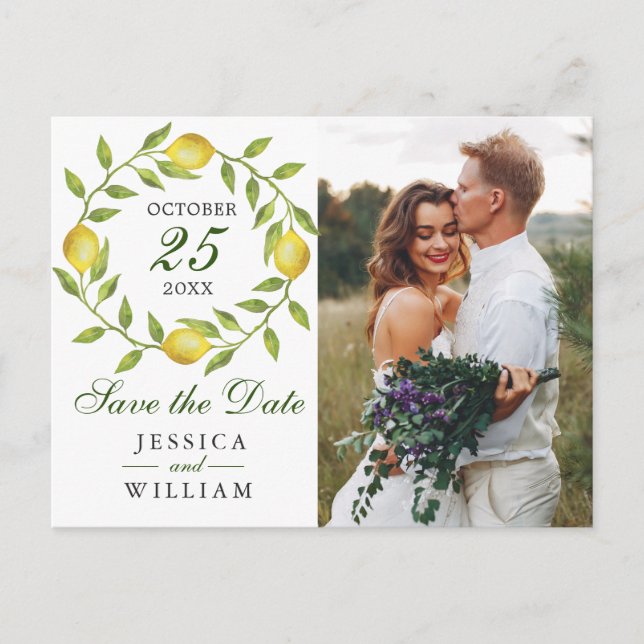 Carte Postale Mariage de citrons doux et verdure Photo de mariag (Devant)