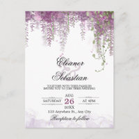 Mariage de code QR romantique à la glycine violett