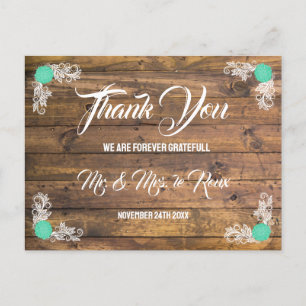 Carte Postale Mariage de coeur Fleur sauvage et bois