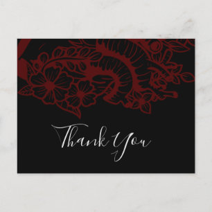 Carte Postale Mariage de coeur gothique rouge et noir