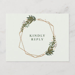 Carte Postale Mariage de couronne fleurie géométrique RSVP