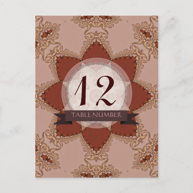 Carte Postale Mariage de dentelle vintage Romance Numéro de tabl (Devant)