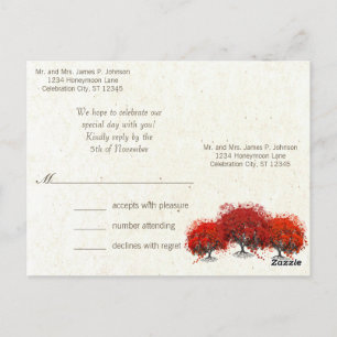 Carte Postale Mariage de feuille de coeur rouge
