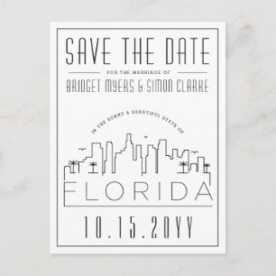 Carte Postale Mariage de Floride Skyline Enregistrer la date