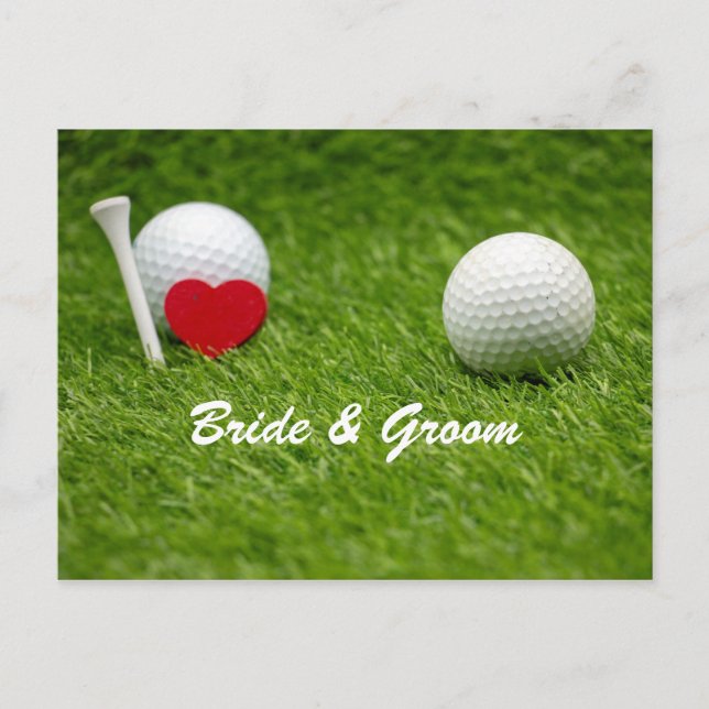 Carte Postale Mariage de golf la mariée et le marié débutent ave (Devant)