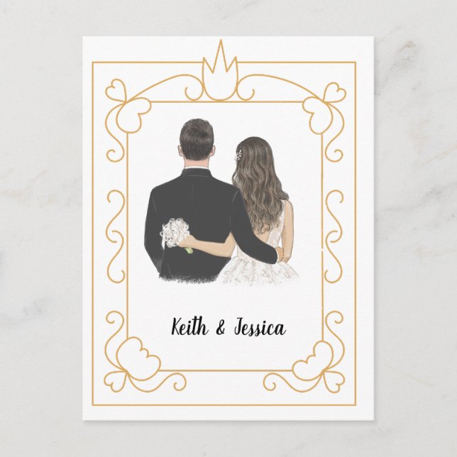 Carte Postale Mariage de mariée et de chambre simple (Devant)