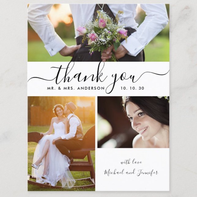 Carte Postale Mariage de Merci Collage de photos de script simpl (Créateur téléchargé)