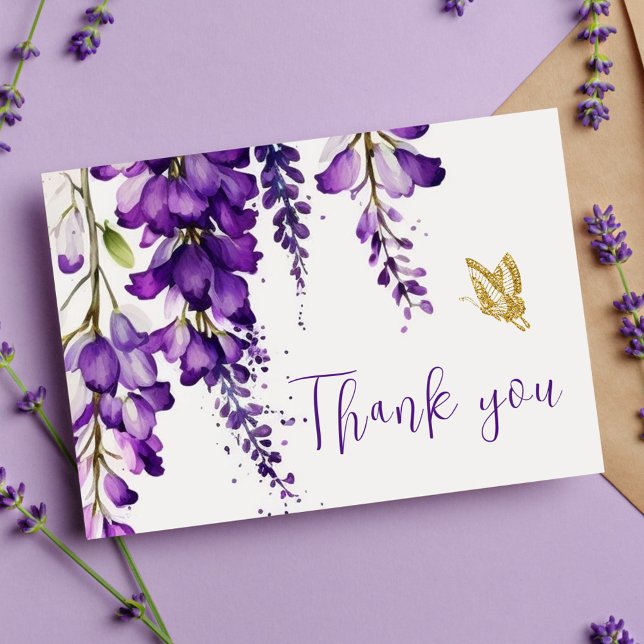 Carte Postale Mariage de Merci de Lavande Florale violet Boho (Créateur téléchargé)