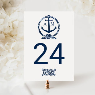 Carte Postale Mariage de monogramme de la marine nautique Numéro