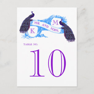 Carte Postale Mariage de paquetage Vintage bleu Numéro de tablea