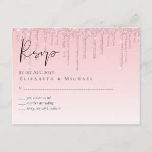 Carte Postale MARIAGE de Parties scintillant rose