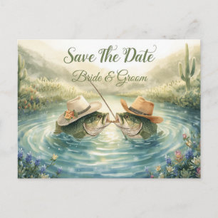 Carte Postale Mariage de pêche au Texas Enregistrer la date Cowb