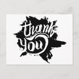 Carte Postale mariage de peinture noir et blanc Merci