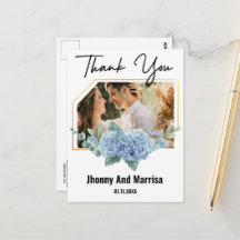 Carte postale Mariage de photo de script moderne