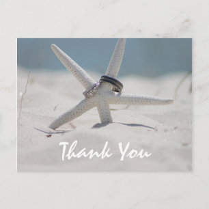 Carte Postale Mariage de plage Merci note avec photo