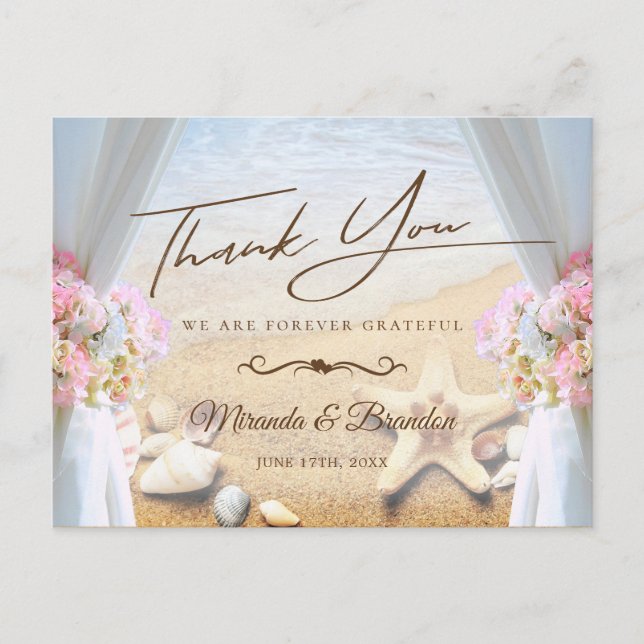 Carte Postale Mariage de plage tropical Merci Starfish (Devant)