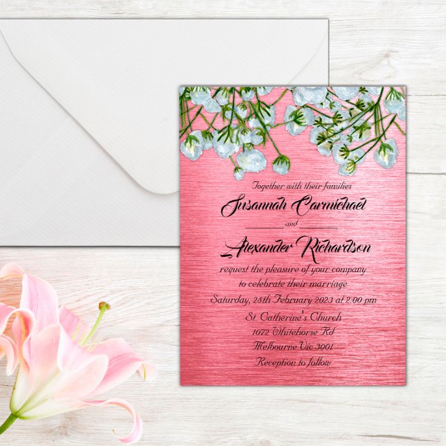 Carte Postale Mariage de roses et de métal rose moderne (Créateur téléchargé)