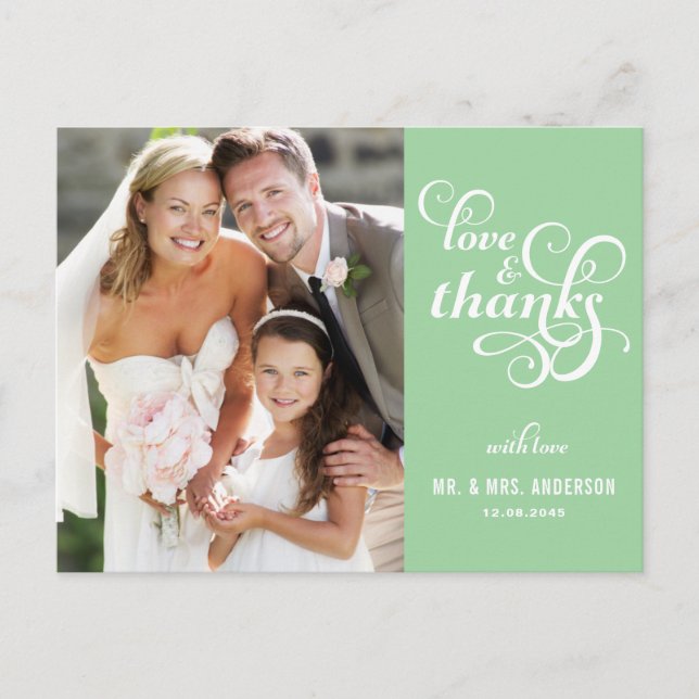 Carte postale Mariage de script élégant | Mention (Devant)