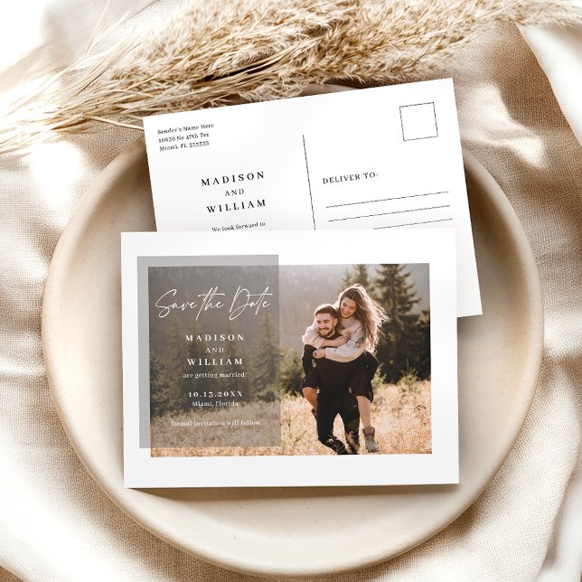 Carte Postale Mariage De Script Moderne Enregistrer La Photo De  (Créateur téléchargé)