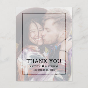 Carte Postale Mariage de script noir de photo moderne Faded Phot