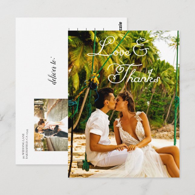 Carte postale Mariage de script romantique (Devant / Derrière)