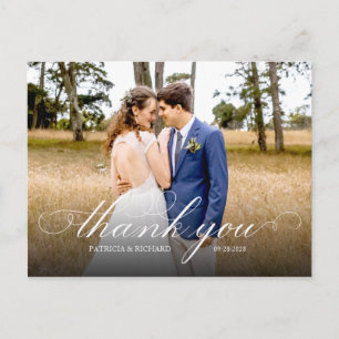 Carte Postale Mariage de script simple et élégant photo de Merci