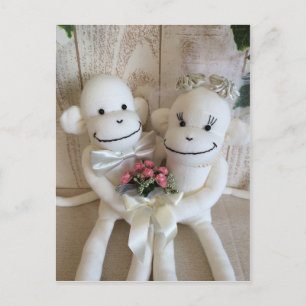 Carte postale Mariage de singe rose K&K