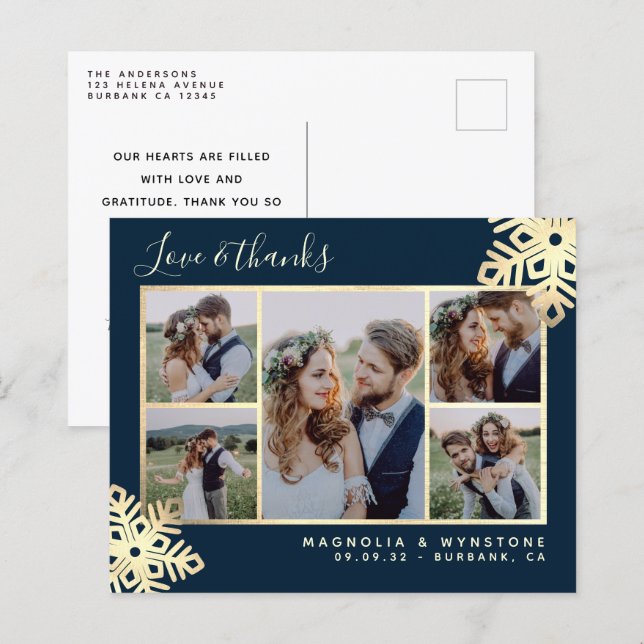 Carte postale Mariage de Snowflake Photo Budget (Devant / Derrière)