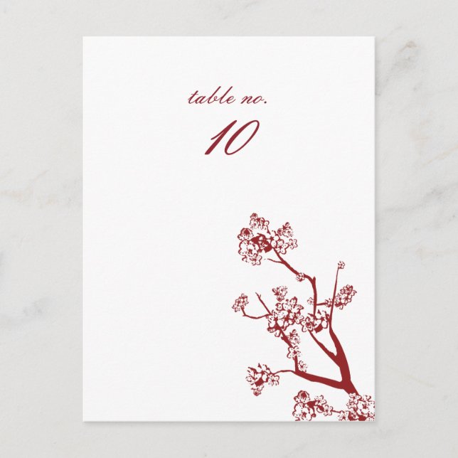 Carte Postale Mariage de table rouge cerisier en fleurs (Devant)