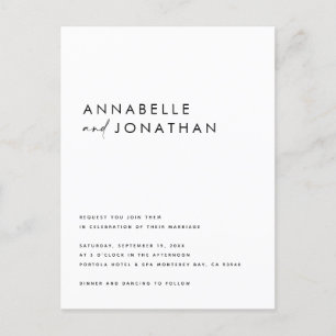 Carte Postale Mariage de typographie manuscrite moderne 