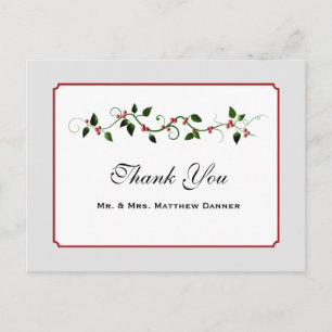 Carte postale Mariage de vacances décembre Merci