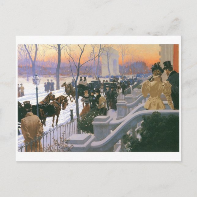 Carte Postale Mariage d'hiver à Washington Carré c. 1897 (Devant)