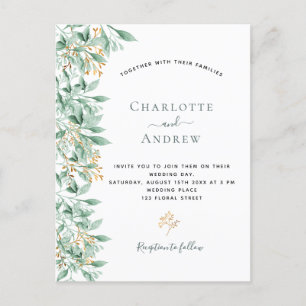 Carte Postale Mariage d'or fleuri botanique vert
