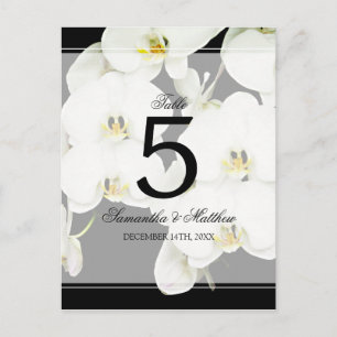 Carte Postale Mariage d'orchidée noire et blanche Numéro de tabl