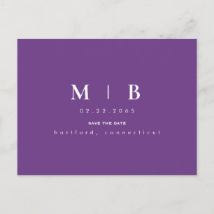 Carte Postale Mariage du monogramme de lavande Enregistrer la da
