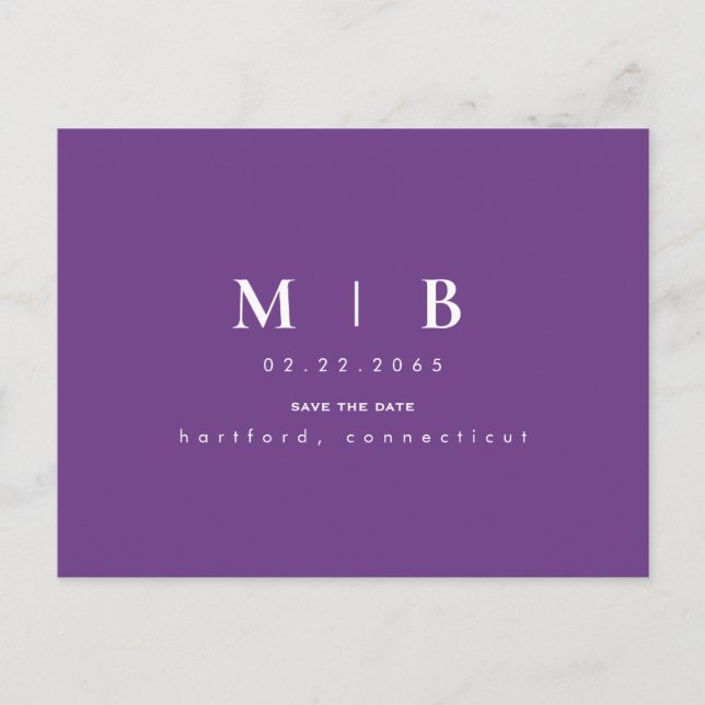 Carte Postale Mariage du monogramme de lavande Enregistrer la da (Devant)