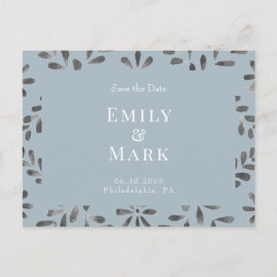 Carte Postale Mariage Dusty Blue Elegant Enregistrer la date