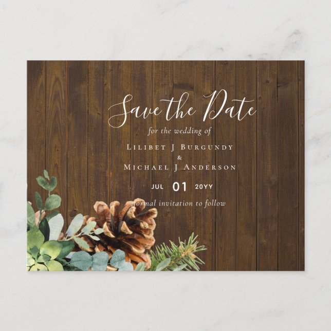 Carte Postale Mariage Dusty Blue Eucalyptus Budget (Devant)